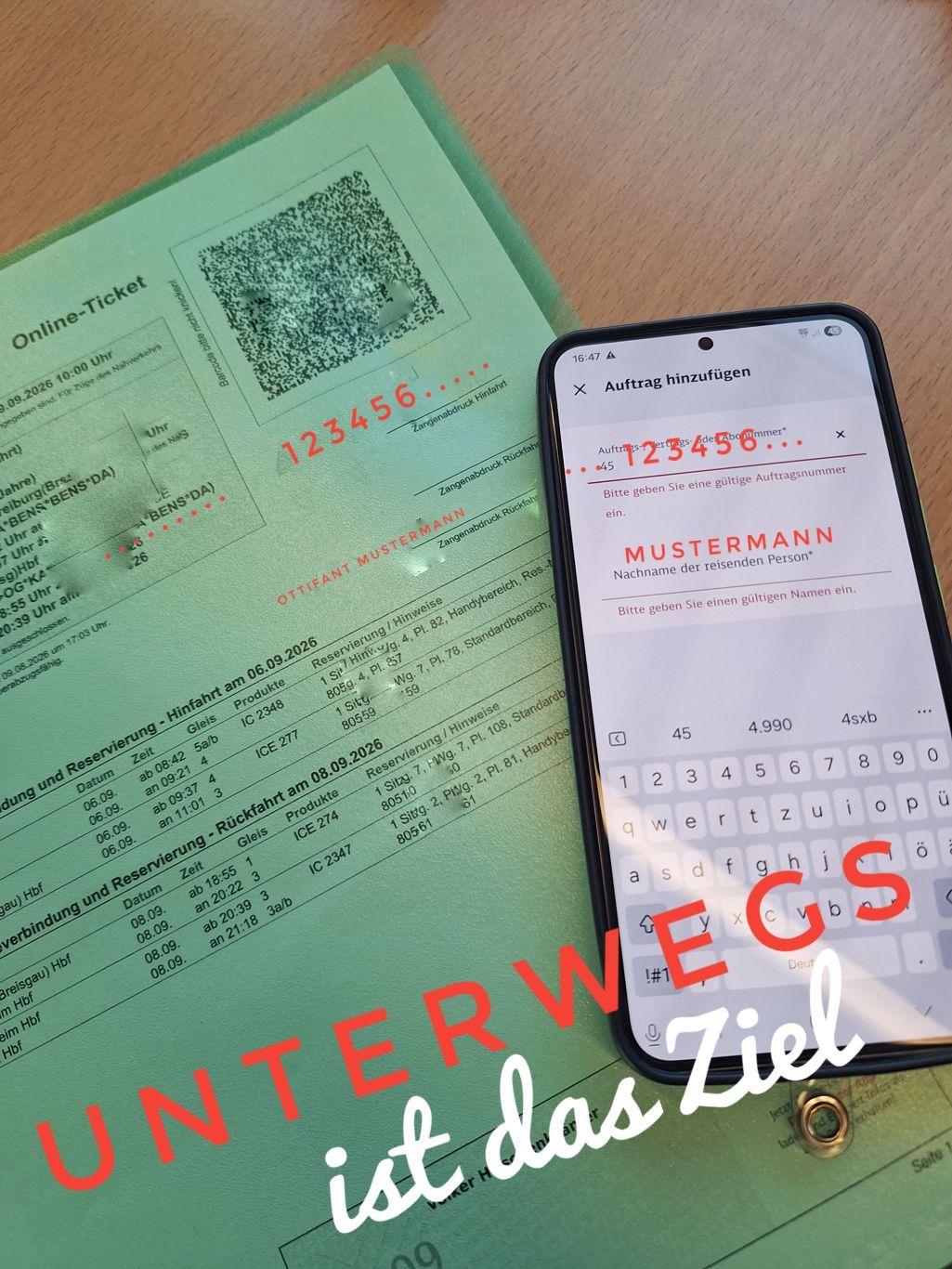 Wie pflegt man ein gedrucktes Ticket in den DB-Navigator